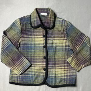 Vintage Joanna Blazer Women Medium Plaid Mod Gogo Jacket Coat Topper Button